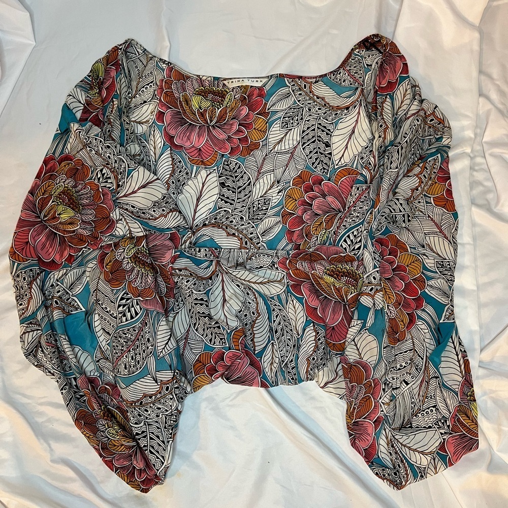 Trina Turk Silk Floral San Simeon kimono | M/L - Picture 8 of 8
